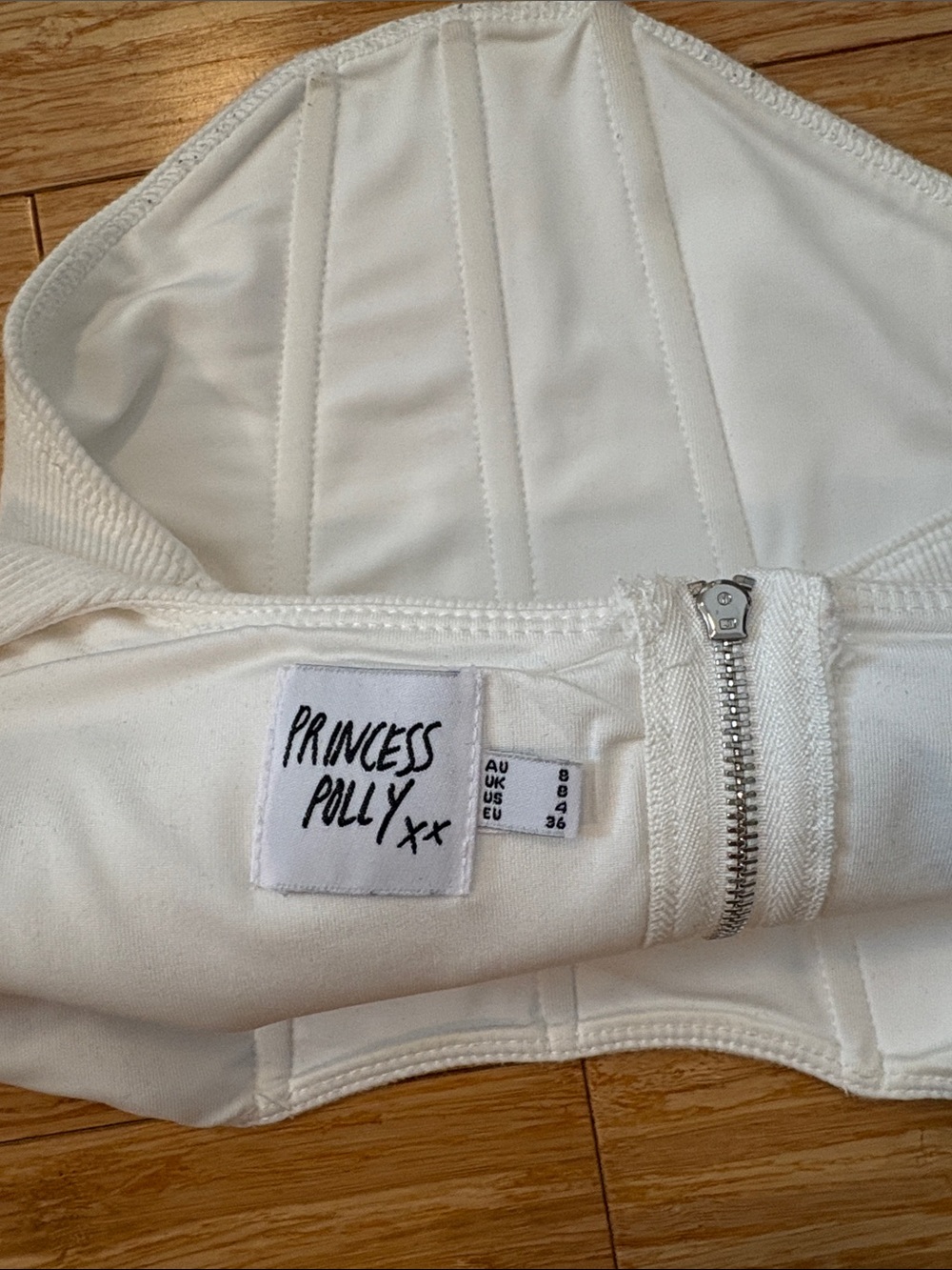 Princess Polly White Ribbed Corset Crop Top - Picture 3 of 3